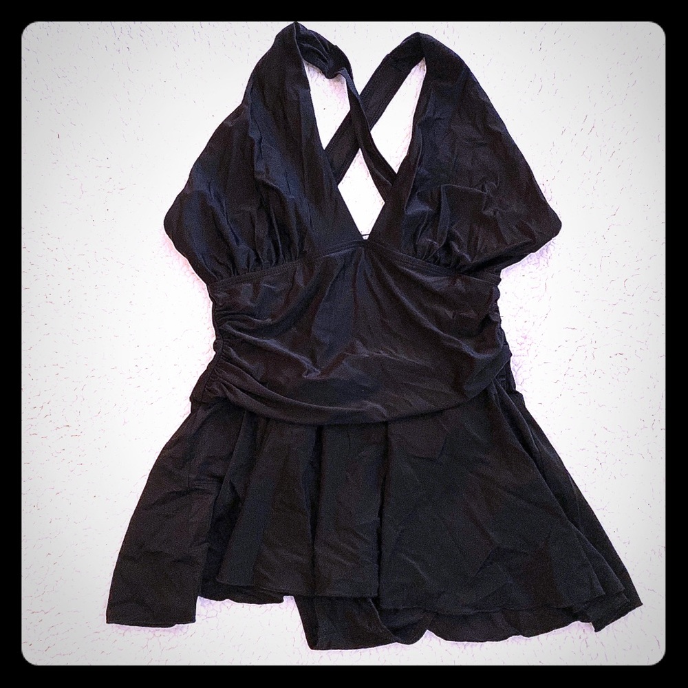 Front Cross Black Swimsuit Swim Wear SIZE XL
